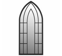 Specchio da giardino nero ferro esterno 70 x 30 cm | Ferro durevole, effetto ruggine, aspetto elegante, montaggio a parete, foro preforato, decorazione esterna