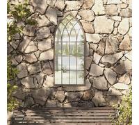 VidaXL Specchio da Giardino Sabbia 100x45 cm in Ferro per Uso Esterno