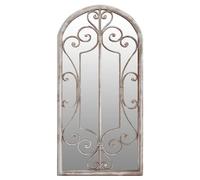 Specchio da giardino sabbia, 70 x 30 cm, in ferro con effetto ruggine, specchio da parete per esterni per orientamento della luce e decorazione da giardino, resistente alle intemperie, per corridoio