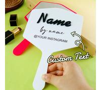 Specchio da mano personalizzato, specchio per trucco con nome personalizzato e account social, accessorio per la bellezza personalizzato, regalo pensato per gli amanti della bellezza, specchio di moda