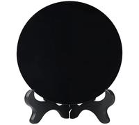 Specchio da meditazione in ossidiana naturale, piastra rotonda con base energetica Feng Shui a 7 stelle, specchio nero per alleviare l'ansia e auto-riflessione