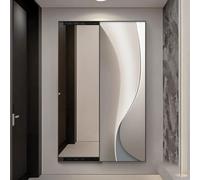 Specchio da parete a figura intera con guida scorrevole per decorazione | Specchio a lunghezza intera con binario scorrevole, design salvaspazio per casa, camera da letto e corridoio