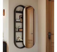Specchio da Parete a Figura Intera, Mobile Contenitore Nascosto con Ante Scorrevoli a Specchio, Telaio in Ferro, 120 cm x 40 cm, Salvaspazio per Soggiorno, Camera da Letto, Ingresso