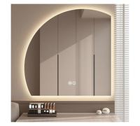 Specchio da parete a forma di mezzaluna a LED per bagno, specchio per il trucco, dimmerabile, anti-appannamento, 80 x 80 cm, perfetto per doccia e camera da letto