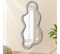 Specchio da parete a forma di nuvola irregolare, asimmetrico, moderno, con cornice in legno, forma unica, da parete, specchio artistico, decorazione per soggiorno, camera da letto, bagno, ingresso,