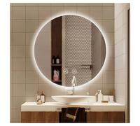 Specchio da parete a LED antiappannamento per bagno, specchio per il trucco dimmerabile con luci, specchio con visualizzazione di ora e temperatura, specchio infrangibile con luci dimmerabili a paret