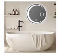 Specchio da parete a LED antiappannamento per bagno, specchio per il trucco dimmerabile con luci, specchio con visualizzazione di ora e temperatura, specchio infrangibile con luci dimmerabili a paret