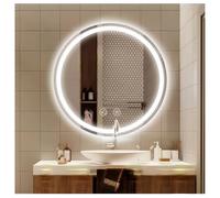 Specchio da parete a LED antiappannamento per bagno, specchio per il trucco dimmerabile con luci, specchio con visualizzazione di ora e temperatura, specchio infrangibile con luci dimmerabili a paret