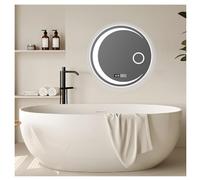 Specchio da parete a LED antiappannamento per bagno, specchio per il trucco dimmerabile con luci, specchio con visualizzazione di ora e temperatura, specchio infrangibile con luci dimmerabili a paret