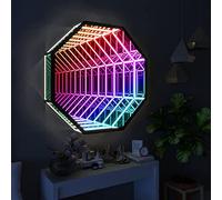 Specchio da parete a LED con luce multicolore che cambia colore e telecomando, effetto tunnel 3D per camera da letto, sala giochi o feste