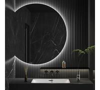 Specchio da parete a LED dimmerabile, 60 x 54 cm, creativo, semicircolare, illuminato, design moderno, taglio sinistro, elegante decorazione per la casa