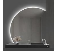 Specchio da parete a semicerchio a LED, senza cornice, con controllo touch, luminosità regolabile, design retroilluminato irregolare per arredamento moderno