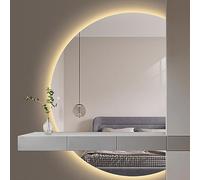 Specchio da parete a semicerchio dimmerabile con LED anti-appannamento con 3 opzioni di colore taglio a sinistra/destra, decorazione moderna per bagno di grandi dimensioni per riflessi chiari