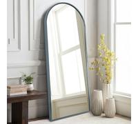 Specchio da parete ad arco a figura intera, 120 x 40 cm, elegante cornice inclinata in alluminio, finitura blu, perfetto per bagno, camera da letto, soggiorno e guardaroba