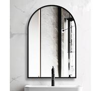 Specchio da parete ad arco, specchio da parete 40X60 cm con cornice in lega di alluminio e angolo arrotondato superiore ad arco, specchio da toeletta da bagno, specchio ad arco for bagno, camera da le