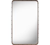 Specchio da Parete Adnet Rettangolare in Pelle Marrone Chiaro 65 x 115 cm