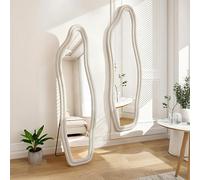 Specchio da parete asimmetrico 140 x 45 cm, forma organica, specchio a tutta lunghezza moderno, specchio da pavimento ad arco, specchio da parete decorativo per soggiorno, camera da letto, ingresso