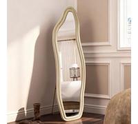 Specchio da parete asimmetrico, da 140 x 45 cm, forma organica, moderno, specchio da pavimento curvo, specchio decorativo da parete per soggiorno, camera da letto, ingresso