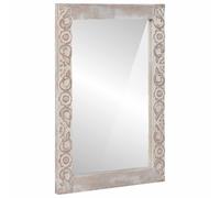 vidaXL Specchio da Parete Bianco 70 x 50 cm Legno di Mango massello, Specchio Rettangolare alla Moda per Bagno, Ingresso o Camera, Montaggio a Parete, Design Decorativo in Legno