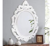 Specchio da parete bianco vintage stile barocco decorazione da parete ovale antico accento ornato accento legno bagno specchio vanità rustico da parete specchi decorativi per camera da letto soggiorno