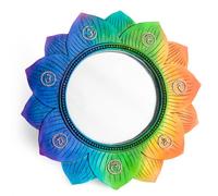 Specchio da parete Chakra a forma di loto accentuato da simboli che rappresentan