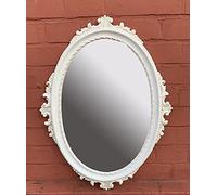 Specchio da parete color crema, beige, ovale, barocco, 62 x 48 cm, C12, beige