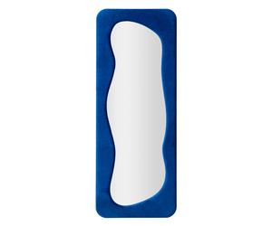 Specchio da parete con cornice in legno rivestita in velluto Blu Linea THEODOR BLUE Dimensioni 60x4x h 160 cm - Colore Blu blu