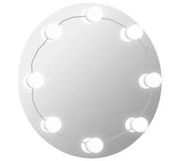 Specchio da parete con illuminazione a LED, rotondo, vetro e plastica, diametro 40 cm, porta USB, luce bianca calda e fredda, ideale per camera da letto, bagno, corridoio e decorazione per il trucco