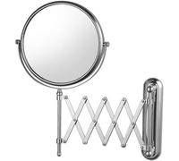 Specchio da parete con ingrandimento 10x, specchio cosmetico da 20,3 cm, regolabile, allungabile fino a 57 cm, finitura cromata, design rotondo, perfetto per trucco e toelettatura
