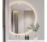 Specchio da parete dimmerabile con illuminazione a LED, 80 cm, semi-colare, per bagno, con interruttore anti-appannamento, perfetto per trucco e toelettatura