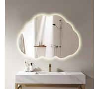 Specchio da parete dimmerabile con LED irregolare, 55 x 80 cm, HD, a prova di esplosione, specchio da bagno intelligente per il trucco, 3 colori, perfetto per la decorazione della casa