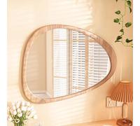 Specchio da parete, forma irregolare, cornice in legno, specchio decorativo per soggiorno, camera da letto, ingresso, facile da installare, 40 x 60 cm