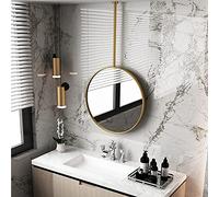 Specchio da parete geometrico con struttura in metallo dorato, 60 cm x 60 cm, specchio da appendere per bagno, specchio decorativo da soffitto per arredamento minimalista e design moderno