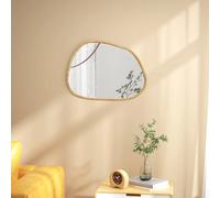 Specchio da parete HOMCOM, specchio decorativo dalla forma organica con cornice orizzontale o verticale, 80x60 cm, naturale