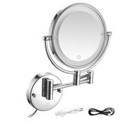 Specchio da parete illuminato a LED da 20,3 cm, ingrandimento 1x/3x/5x/7x/10x, argento, plug-in per bagno Vanity, perfetto per bellezza impeccabile e ritocchi di precisione