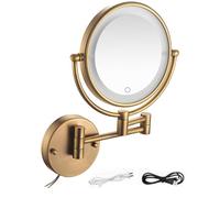 Specchio da parete illuminato a LED da 20,3 cm, ingrandimento 1x/3x/5x/7x/10x, finitura in ottone, perfetto per bagno Vanity - Plug-In Beauty Essential