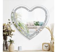 Specchio da parete in cristallo Crush Diamond Hanging Frameless argento a forma di cuore specchio per vanità, camera da letto, soggiorno, bagno, corridoio Decor