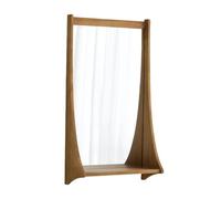 Specchio da Parete in Legno 80x45cm Specchio Ingresso con Mensola Integrata | Specchio Rettangolare Decorativo HD per Trucco e Bagno, Angoli Lisci Arrotondati, Montaggio a Parete