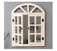 Specchio da parete in legno ad arco, stile vintage, da appendere, finta finestra decorativa per migliorare l'estetica della casa, del bar e del giardino