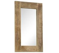 Specchio da parete in legno di mango massiccio, 50 x 80 cm, con cornice in legno di mango lucidato, per bagno, corridoio, camera da letto, decorazione e vista su tutto il corpo