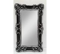 Specchio da Parete Barocco Antico Bagno, Nero-Argento 97x57, Lusso Rococo Repro