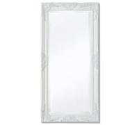 Specchio da parete in stile barocco bianco con cornice in legno, 100 x 50 cm, montaggio a parete decorativo per camera da letto, corridoio e bagno, design classico per tutto il corpo e trucchi