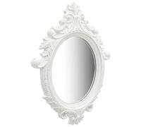 Specchio da parete in stile castello con cornice decorata, bianco, 56 x 76 cm, ovale, per corridoio, camera da letto, bagno, soggiorno, decorazione e trucco