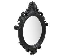 Specchio da parete in stile castello con cornice in legno nero, 56 x 76 cm, ovale, barocco, per soggiorno, camera da letto, corridoio e bagno