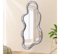Specchio da parete irregolare con cornice in legno, asimmetrico, moderno, per bagno, soggiorno, camera da letto, ingresso, corridoio, moderno, unico, decorativo, artistico, naturale