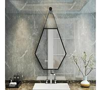Specchio Da Parete Irregolare Con Cornice Metallica Esagonale,specchio Decorativo Con Cinghia Metallica,specchio Per Il Trucco HD,specchio Da Bagno, Per Il Bagno,la Camera D(Size:36cm×47cm,Color:Nero)