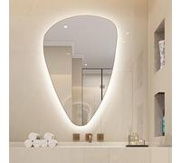 Specchio da Parete Irregolare Senza Cornice con Luce A LED, Retroilluminato con LED Dimmerabile A Tre Colori, Specchio per Il Trucco Asimmetrico A Goccia d'Acqua, SPE, Inversion Hanging, 50x70CM