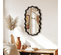 Navaris Specchio da Parete Moderno - Specchio Ingresso Decorativo 50 x 30 cm - Specchio Ovale Bagno Camera da Letto Soggiorno - Design Originale Verticale e Orizzontale - Nero