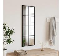 Specchio da parete nero, 30 x 80 cm, rettangolare, cornice in ferro con vetro trasparente, montaggio a parete verticale orizzontale, specchio intero per bagno, camera da letto, corridoio, soggiorno