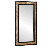 Specchio da parete nero e marrone, 50 x 2 x 90 cm, in legno massiccio di | Specchio piatto, antiriflesso senza distorsioni, venature del legno di acacia, interni, soggiorno, camera da letto, corridoio